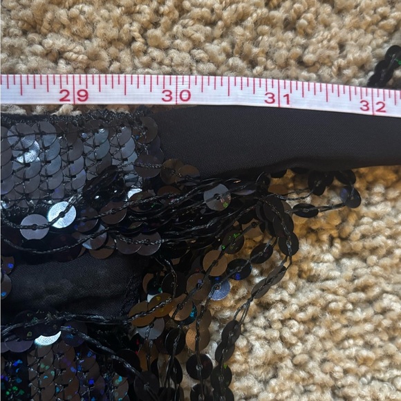 Black Sequined Tassel Waist Scarf - Picture 5 of 5